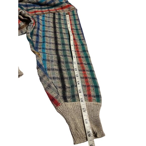 Bullock & Jones Mens Multicolor Plaid L (50) Striped Sweater Made In Italy - Picture 11 of 12